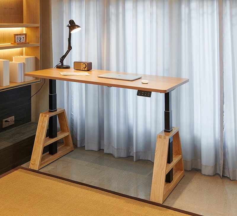  Electric Standing Desk with Wood Feet