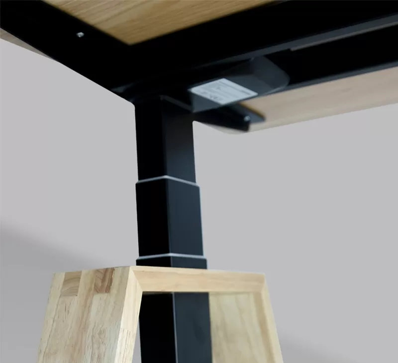 Dual Motor Three Column Electric Standing Desk with Wood Feet