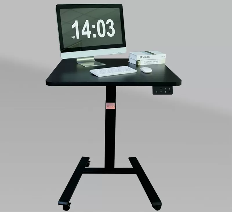 Single Motor Single-column Electric Standing Desk with Wheel