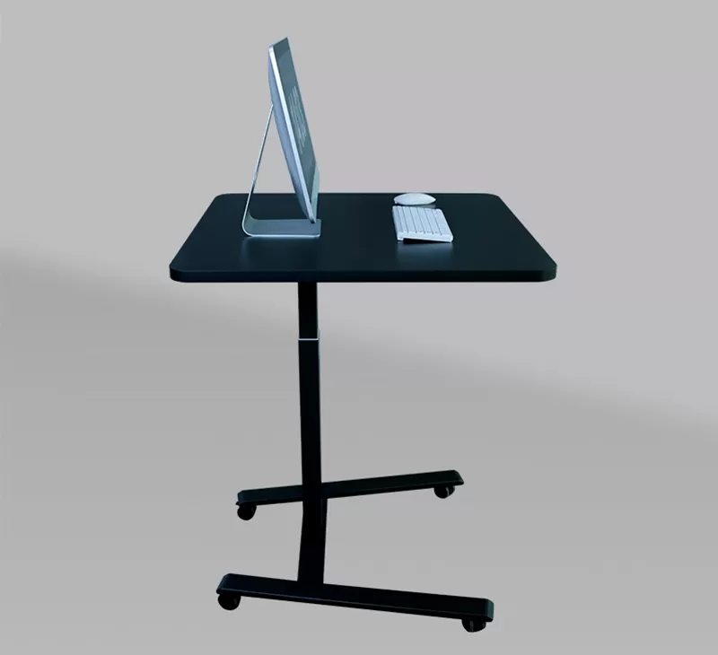 Single Motor Single-column Electric Standing Desk with Wheel